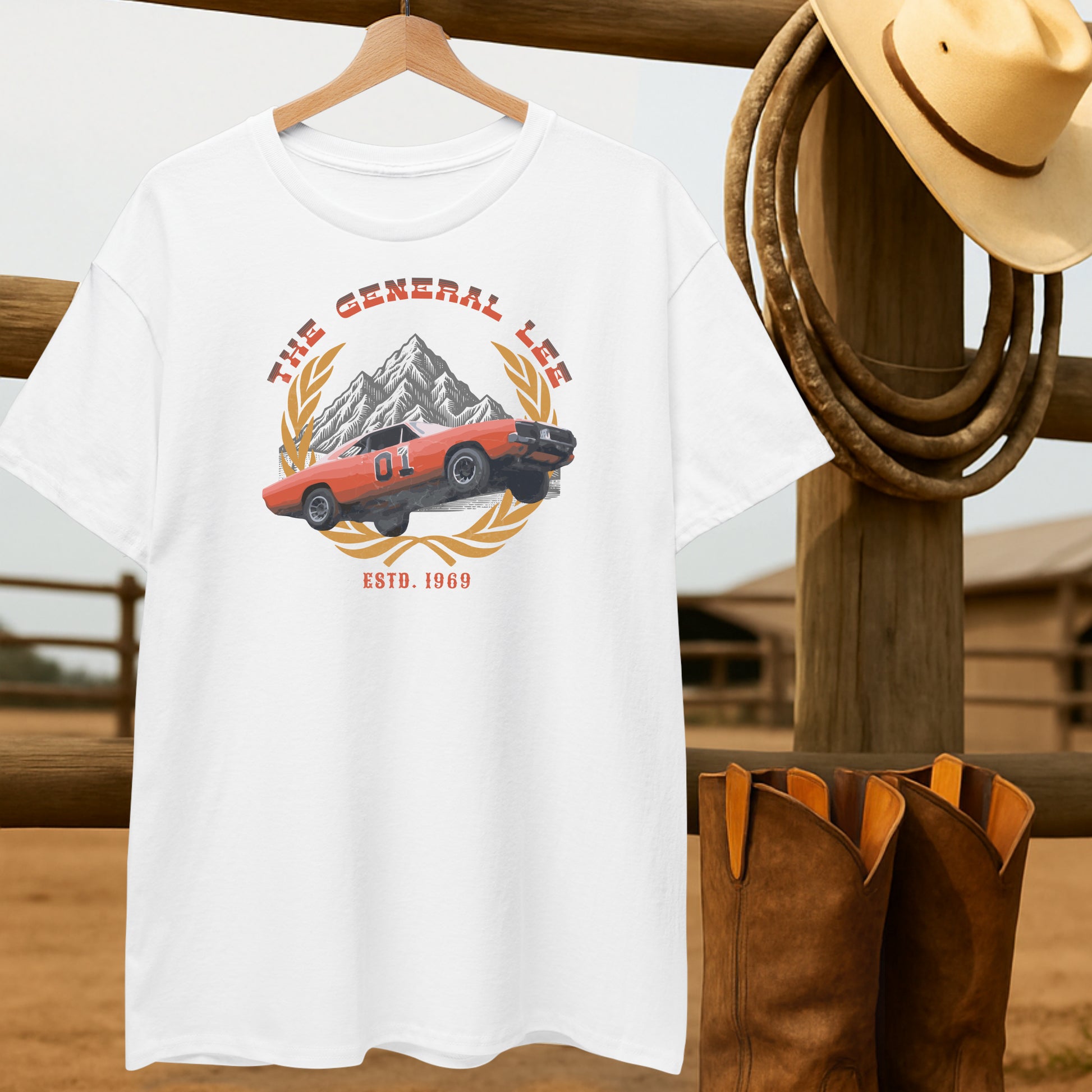 The General Lee T-shirt-retro-western-americana-vintage-style-T-Shirt-by-Retro-Ranch