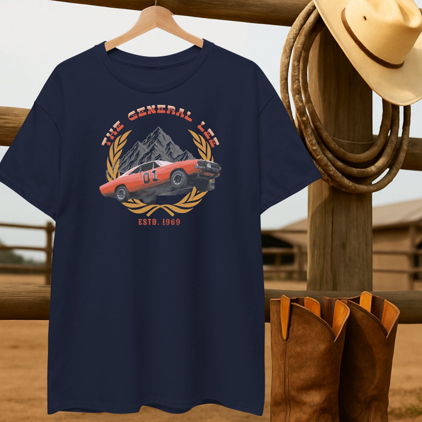 The General Lee T-shirt-retro-western-americana-vintage-style-T-Shirt-by-Retro-Ranch