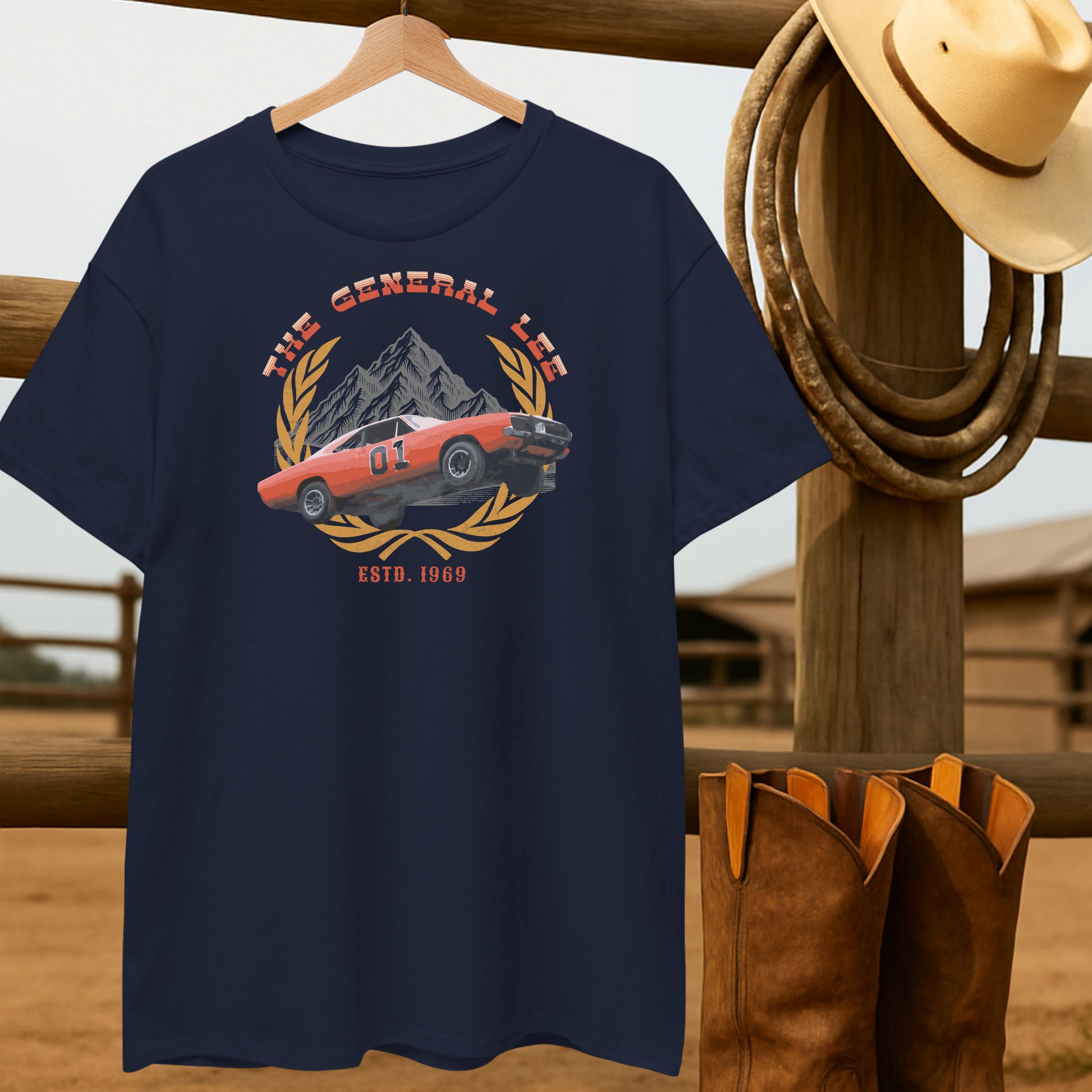 The General Lee T-shirt-retro-western-americana-vintage-style-T-Shirt-by-Retro-Ranch