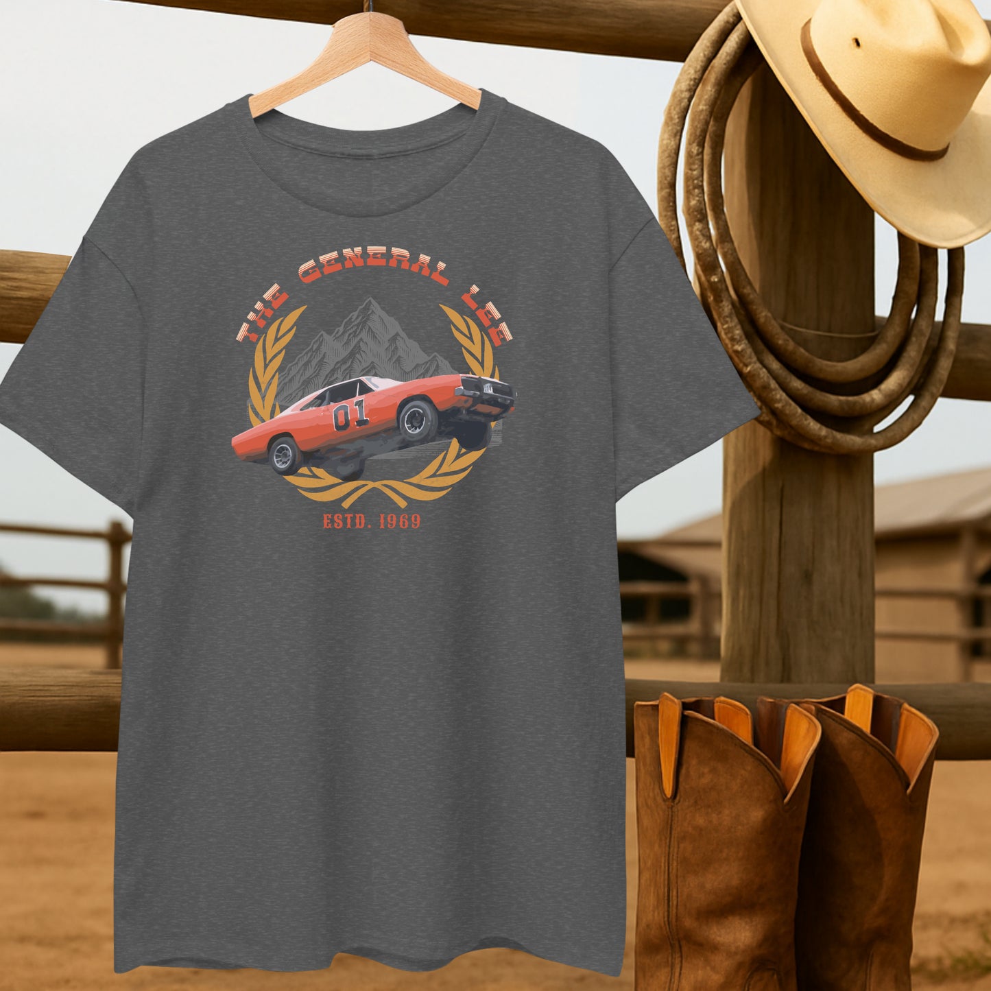The General Lee T-shirt-retro-western-americana-vintage-style-T-Shirt-by-Retro-Ranch