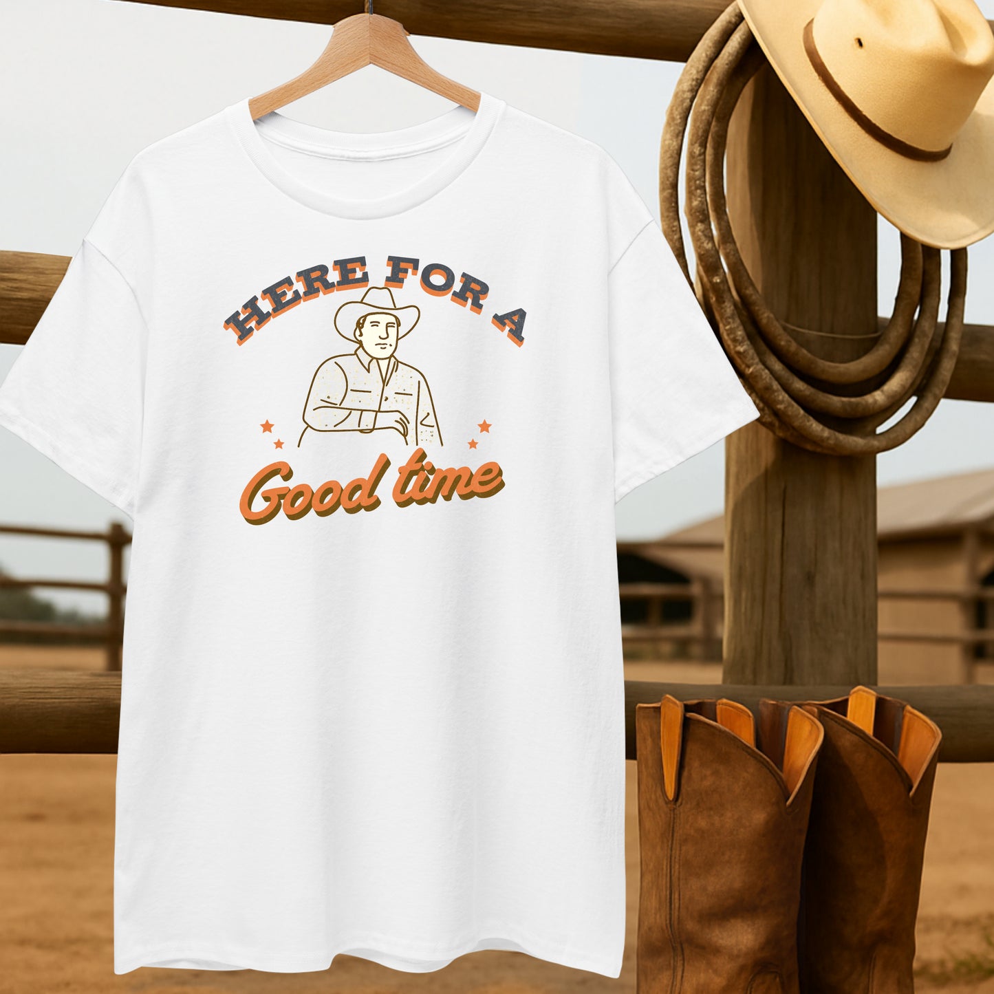 Here for a Good Time T-shirt-retro-western-americana-vintage-style-T-Shirt-by-Retro-Ranch