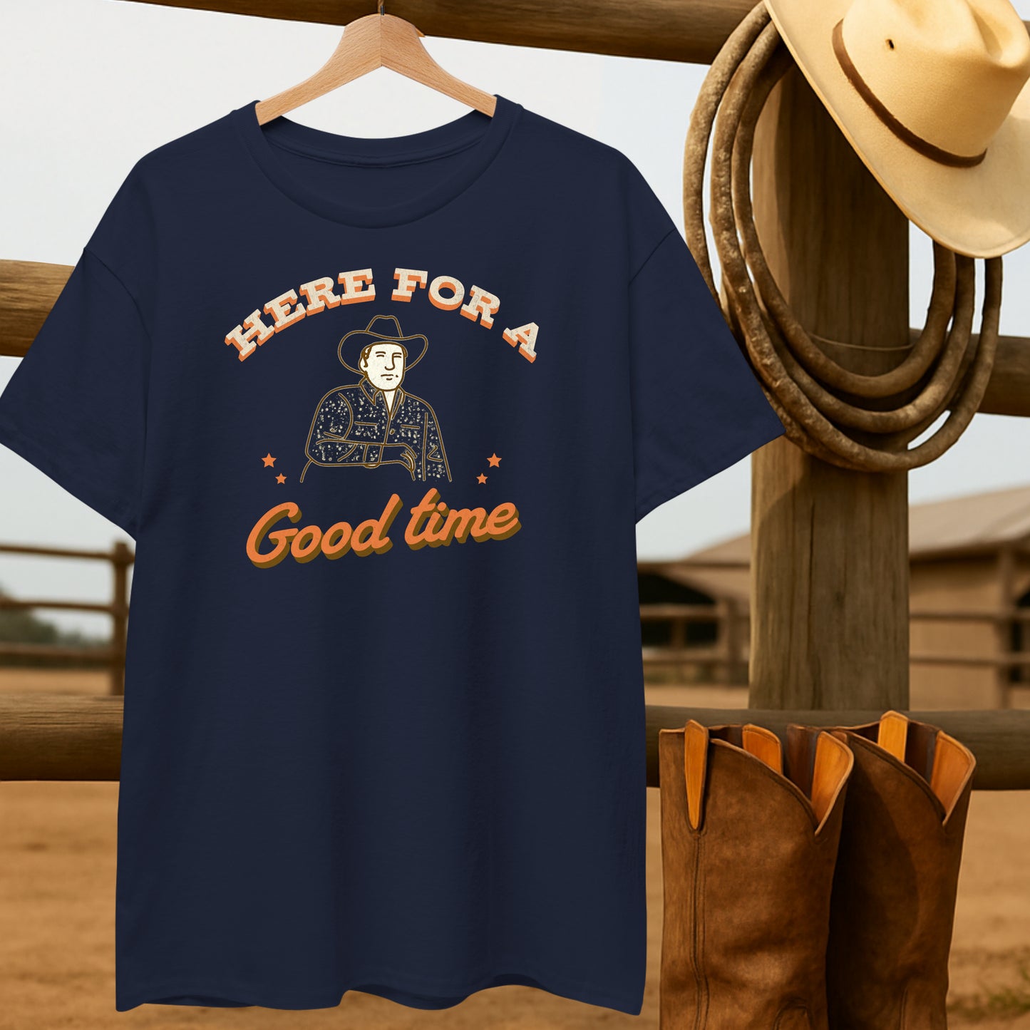 Here for a Good Time T-shirt-retro-western-americana-vintage-style-T-Shirt-by-Retro-Ranch