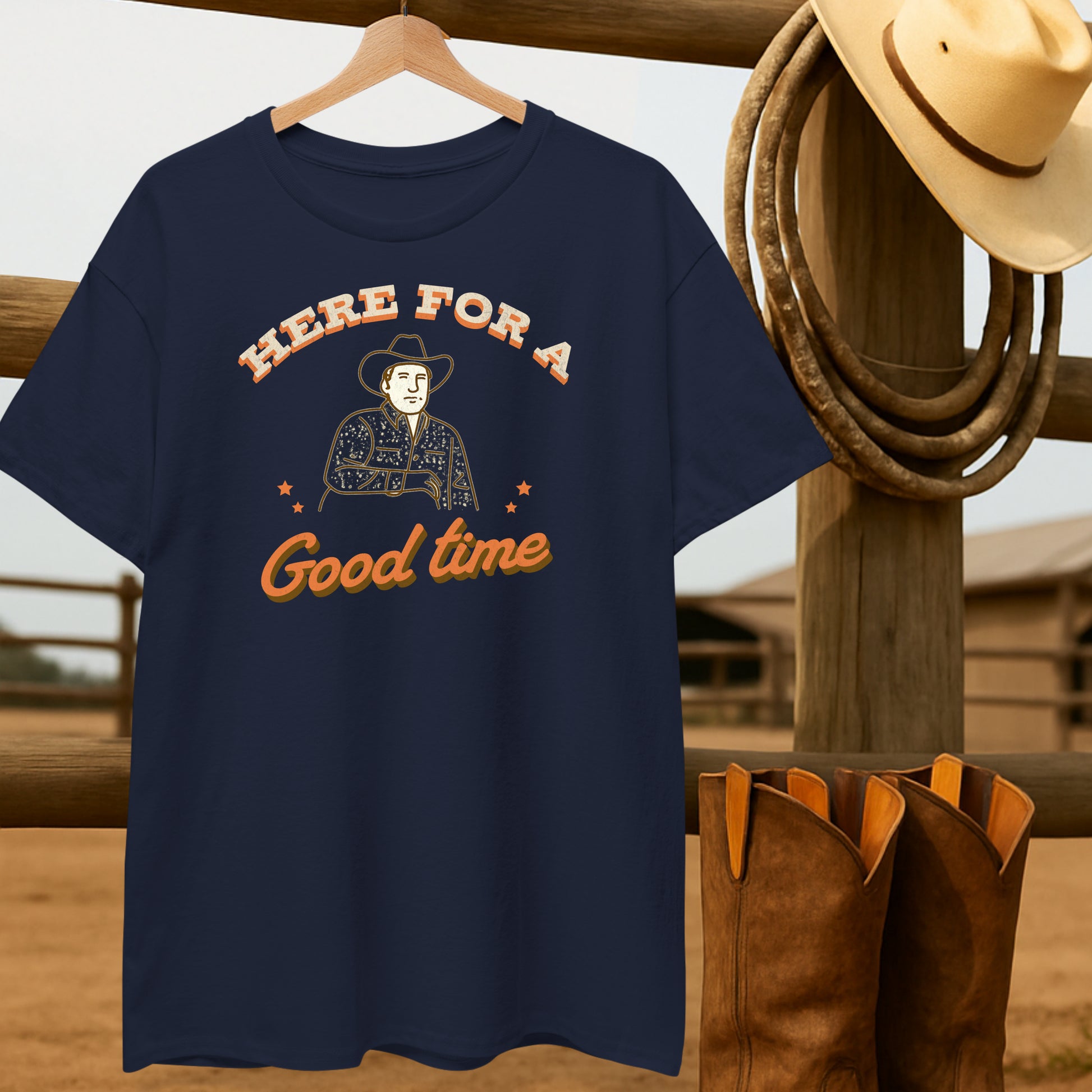 Here for a Good Time T-shirt-retro-western-americana-vintage-style-T-Shirt-by-Retro-Ranch