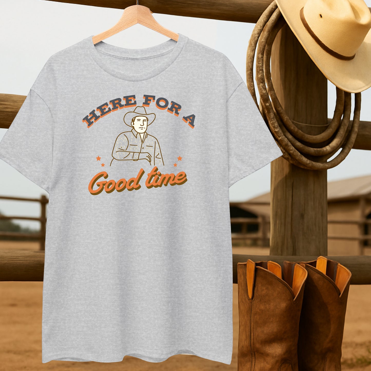 Here for a Good Time T-shirt-retro-western-americana-vintage-style-T-Shirt-by-Retro-Ranch