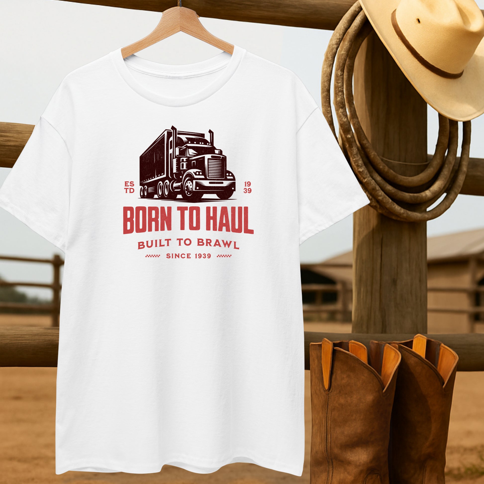 Born to Haul T-shirt-retro-western-americana-vintage-style-T-Shirt-by-Retro-Ranch