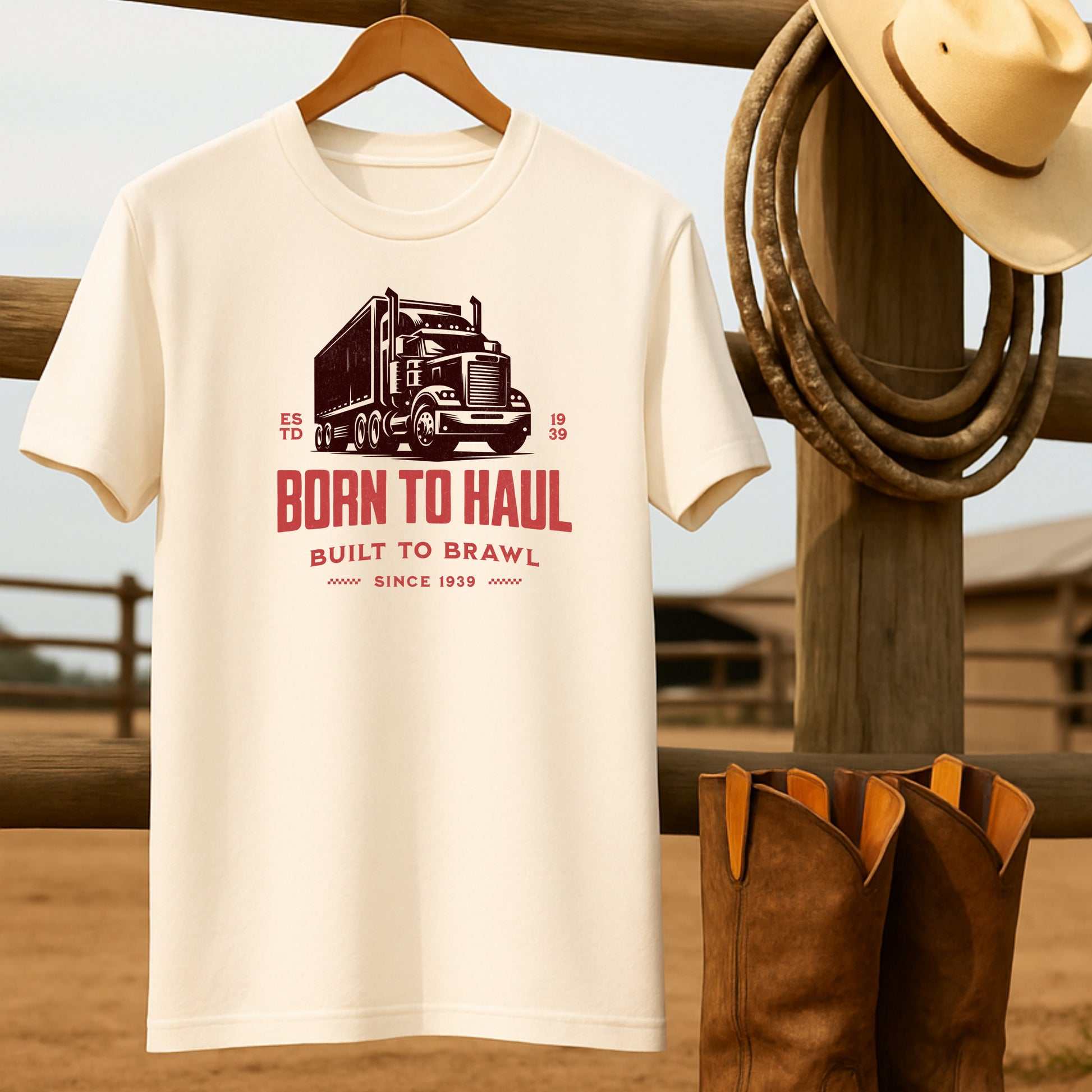Born to Haul T-shirt-retro-western-americana-vintage-style-T-Shirt-by-Retro-Ranch