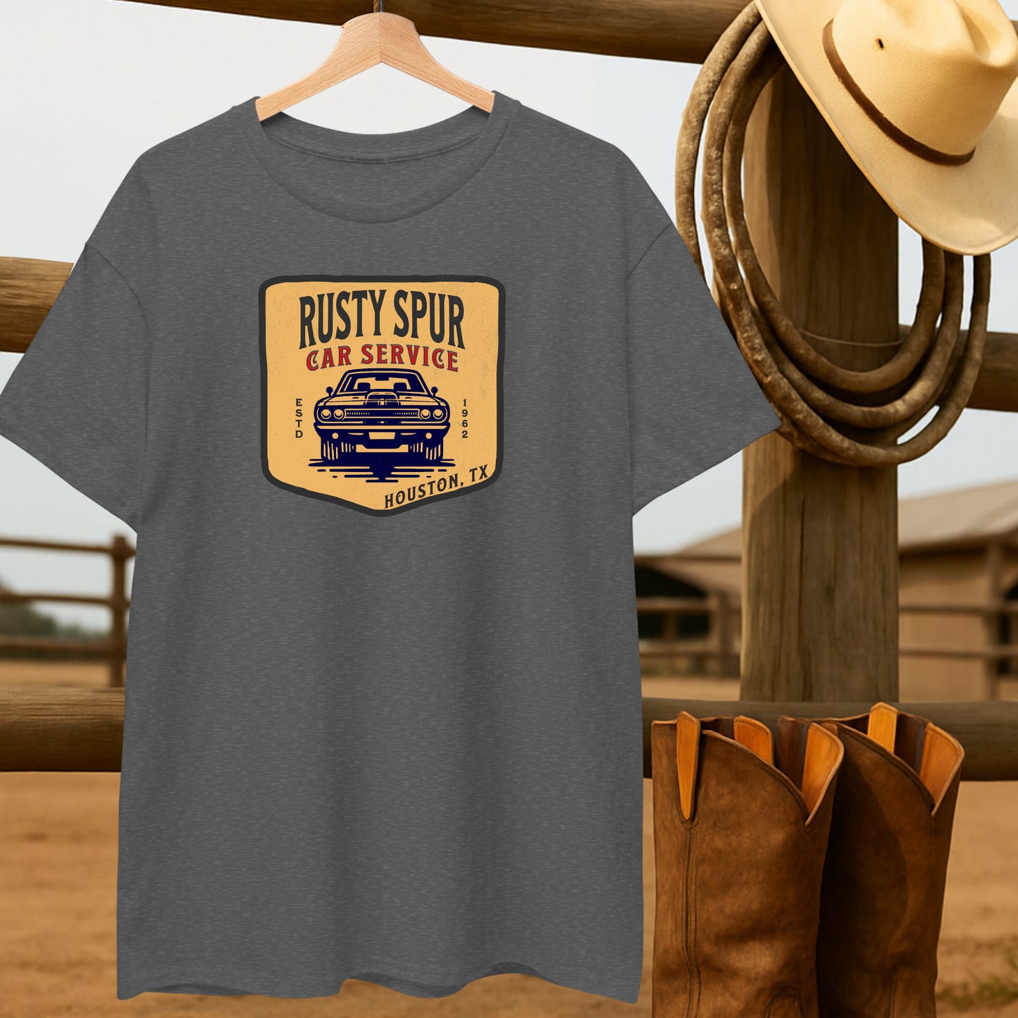 Texas Car Service T-shirt-retro-western-americana-vintage-style-T-Shirt-by-Retro-Ranch