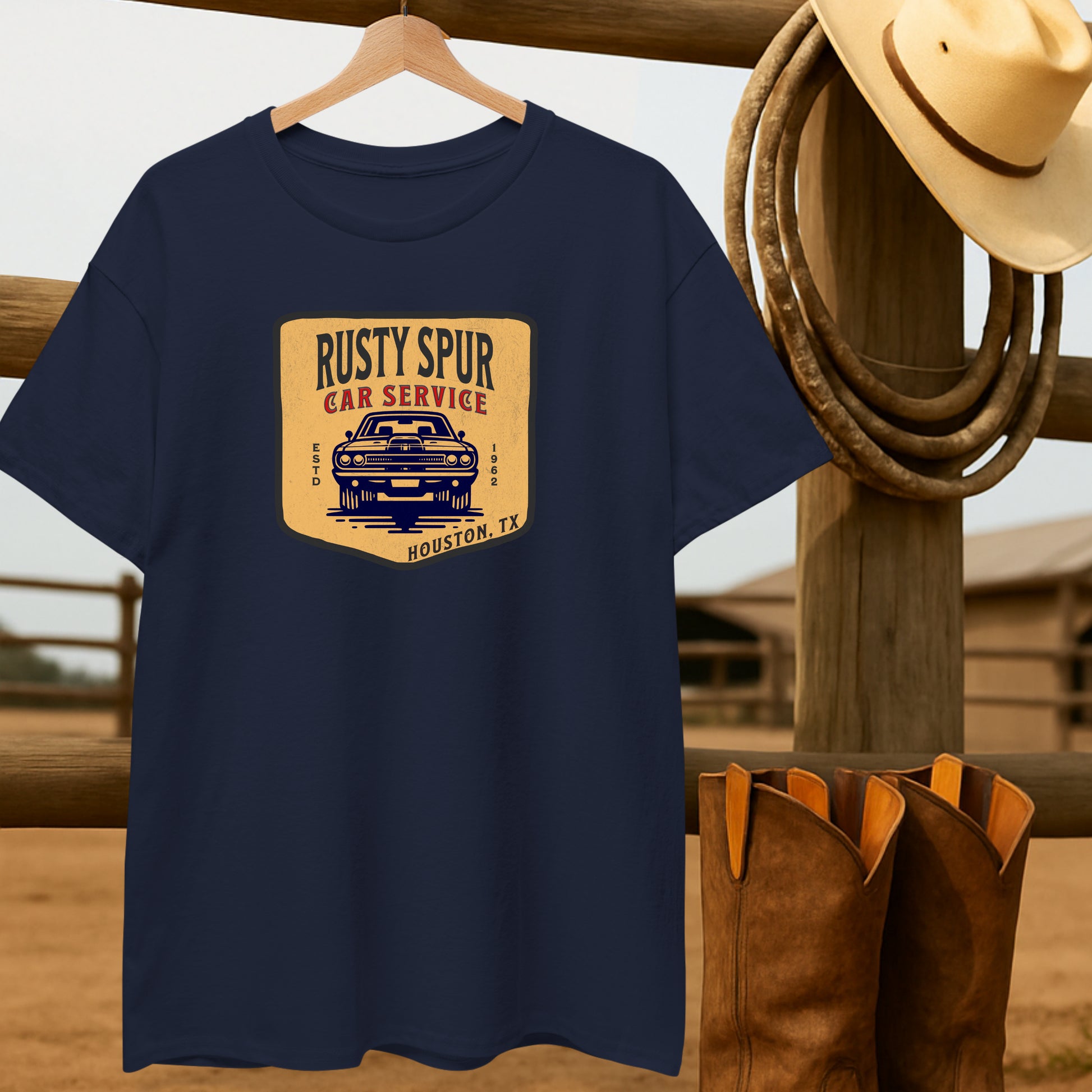 Texas Car Service T-shirt-retro-western-americana-vintage-style-T-Shirt-by-Retro-Ranch