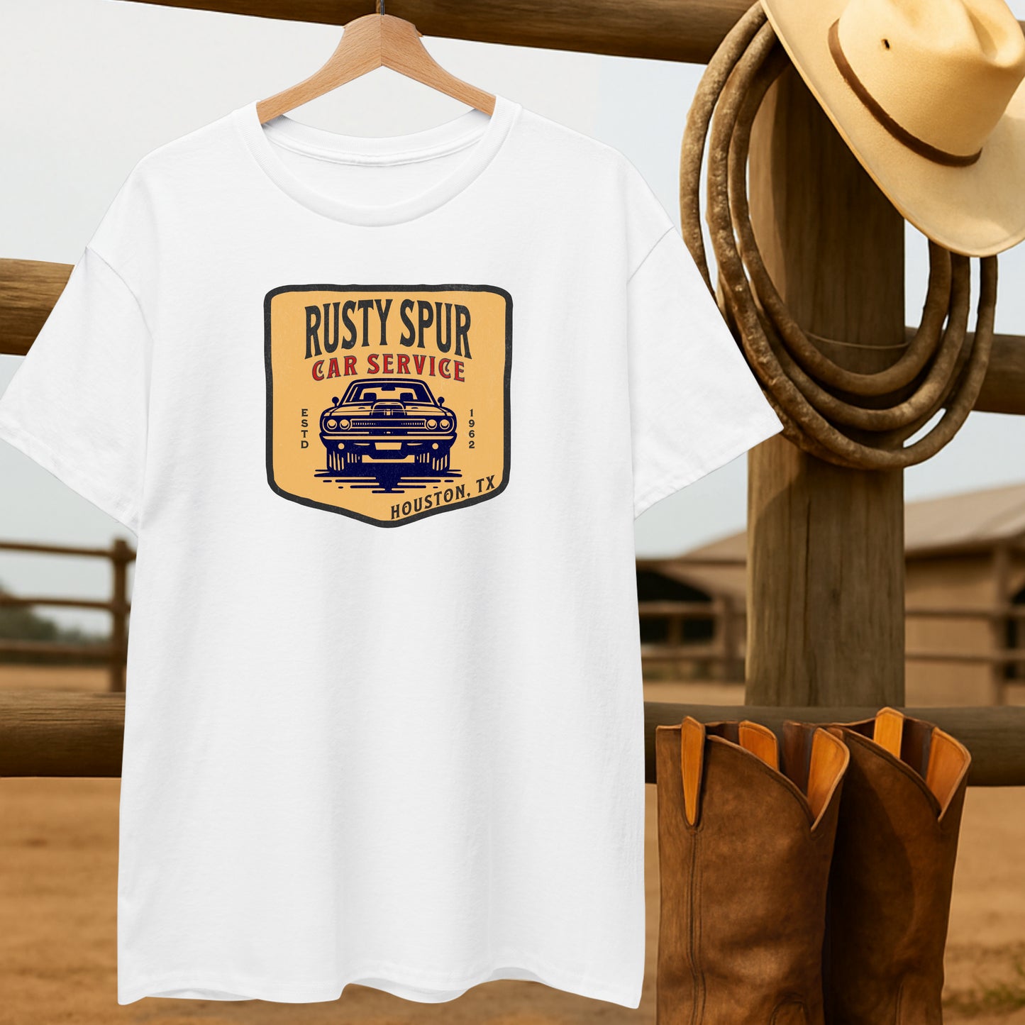 Texas Car Service T-shirt-retro-western-americana-vintage-style-T-Shirt-by-Retro-Ranch