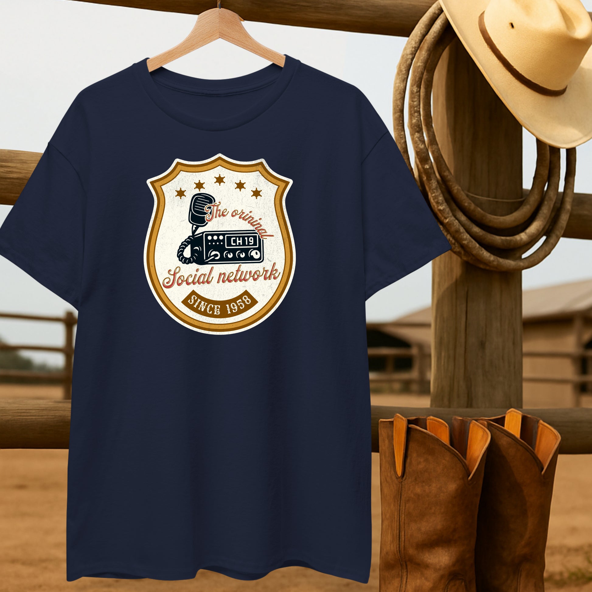 CB Radio Original T-shirt-retro-western-americana-vintage-style-T-Shirt-by-Retro-Ranch