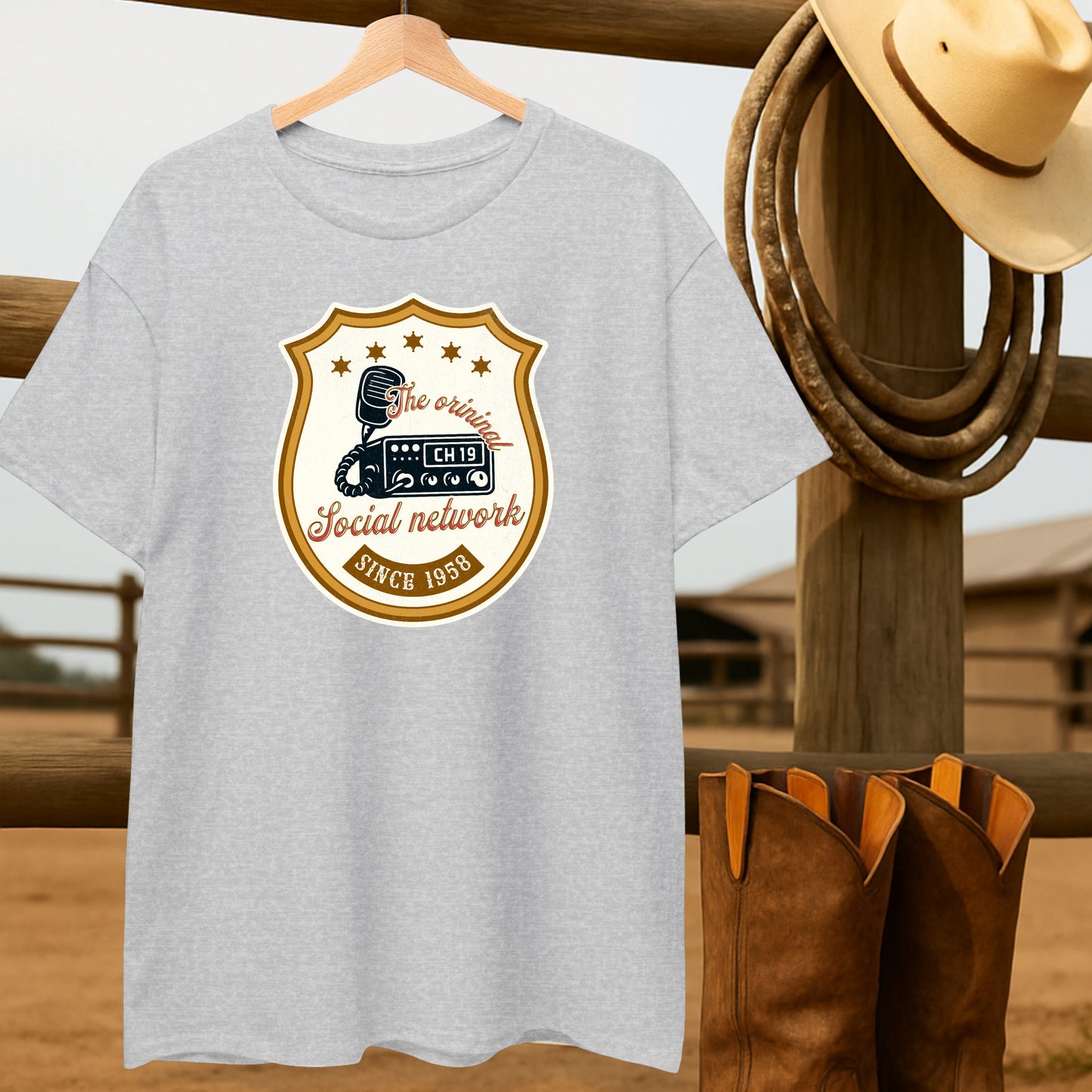 CB Radio Original T-shirt-retro-western-americana-vintage-style-T-Shirt-by-Retro-Ranch