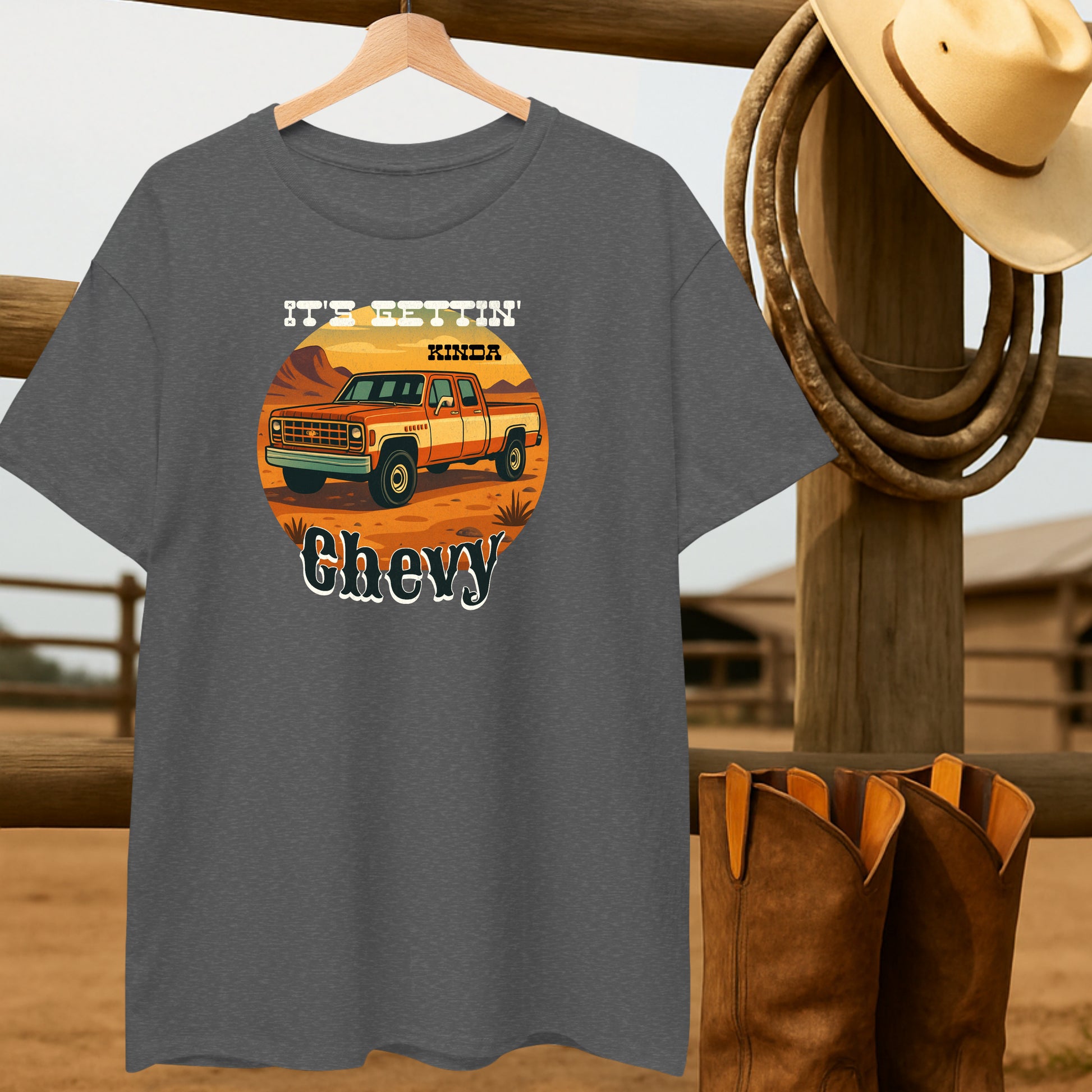 Getting Chevy T-shirt-retro-western-americana-vintage-style-T-Shirt-by-Retro-Ranch