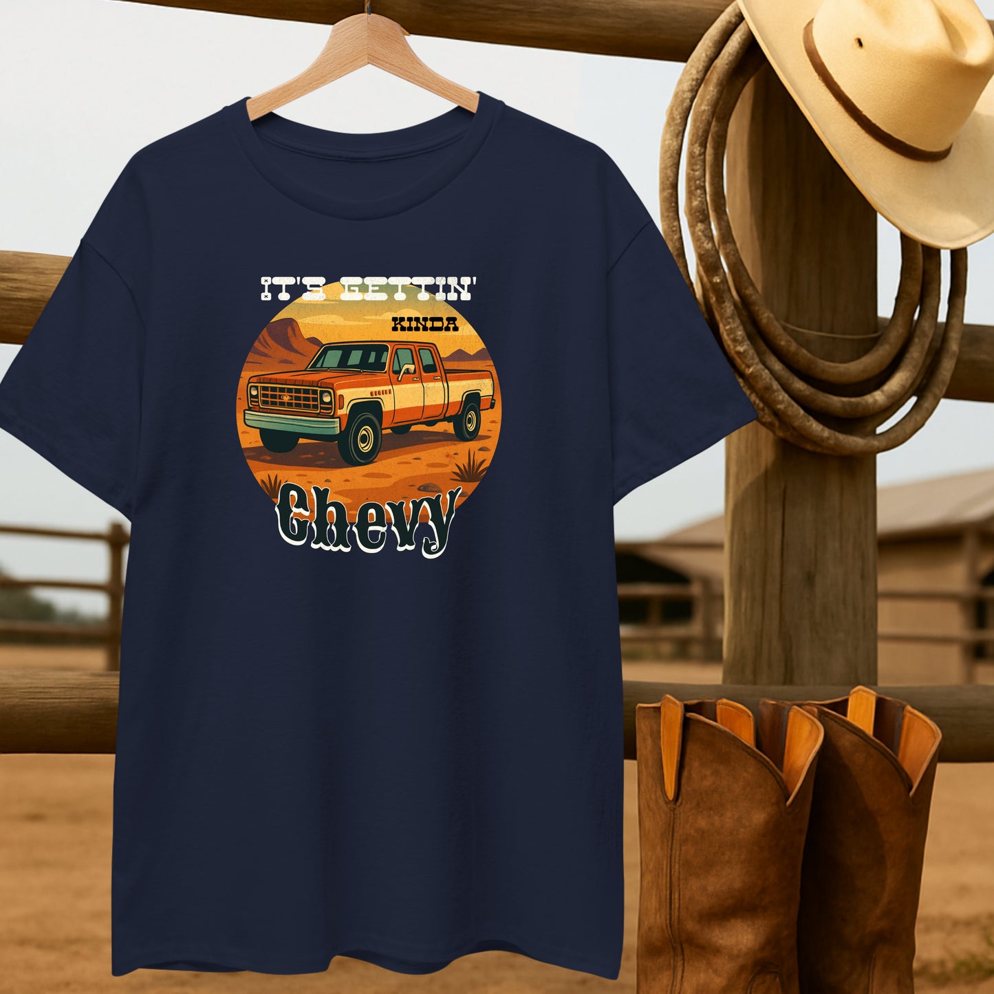 Getting Chevy T-shirt-retro-western-americana-vintage-style-T-Shirt-by-Retro-Ranch