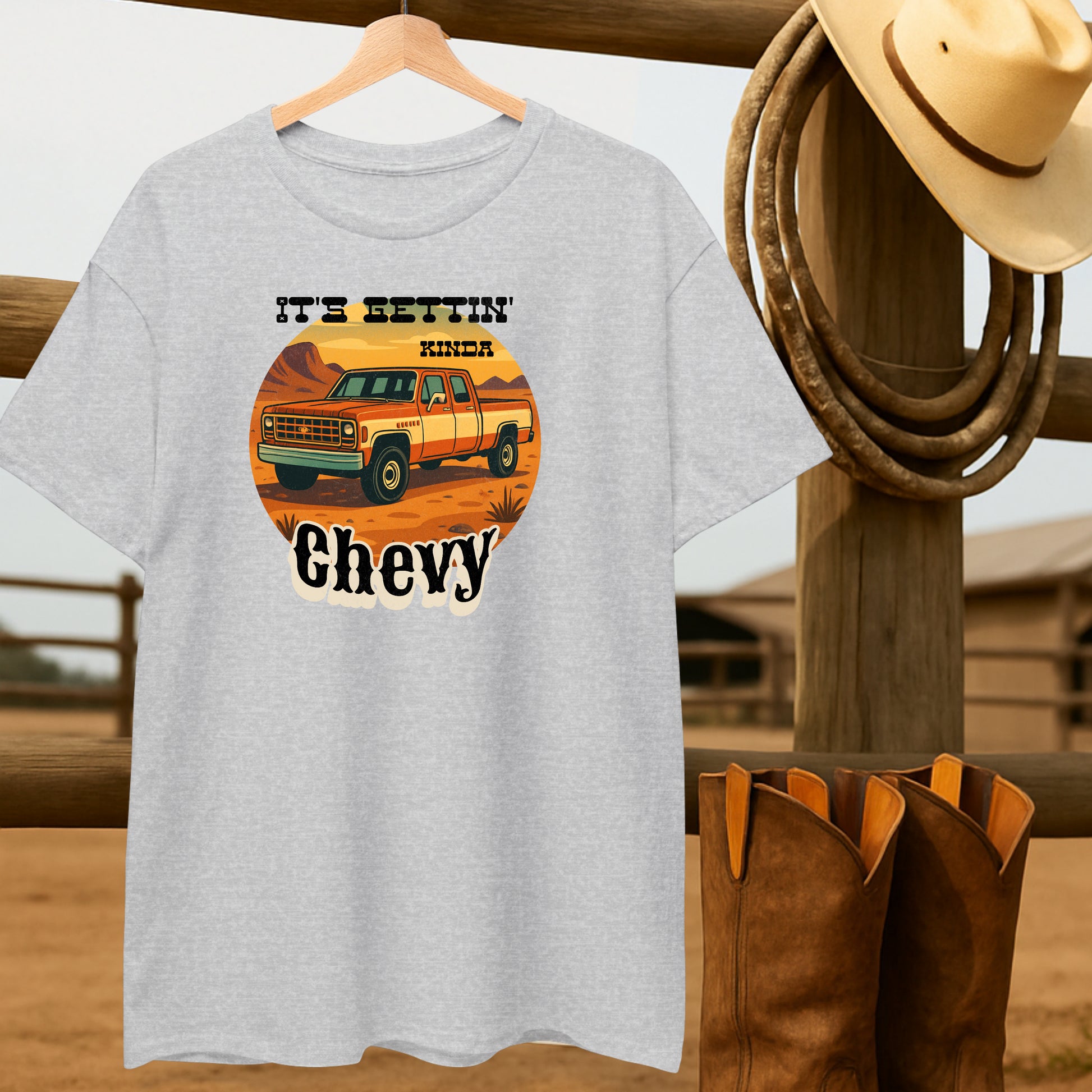 Getting Chevy T-shirt-retro-western-americana-vintage-style-T-Shirt-by-Retro-Ranch