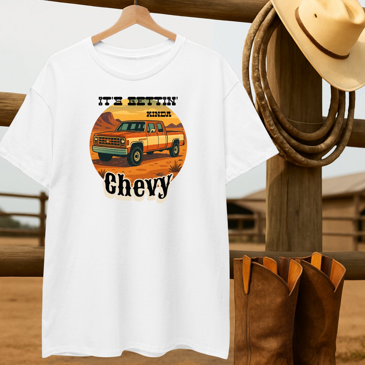 Getting Chevy T-shirt-retro-western-americana-vintage-style-T-Shirt-by-Retro-Ranch