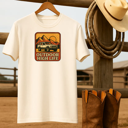 Jeep High Life T-shirt-retro-western-americana-vintage-style-T-Shirt-by-Retro-Ranch