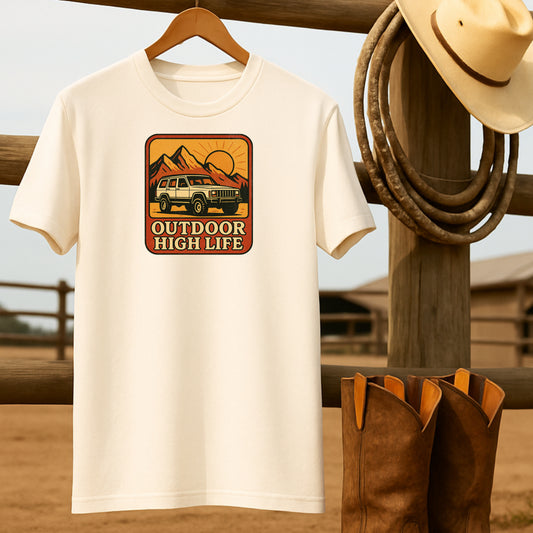 Jeep High Life T-shirt-retro-western-americana-vintage-style-T-Shirt-by-Retro-Ranch