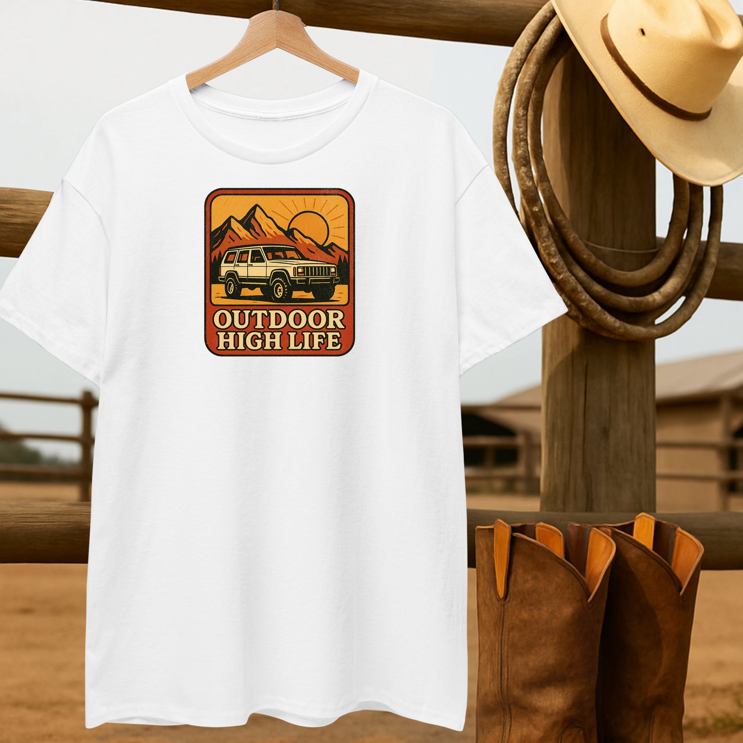 Jeep High Life T-shirt-retro-western-americana-vintage-style-T-Shirt-by-Retro-Ranch