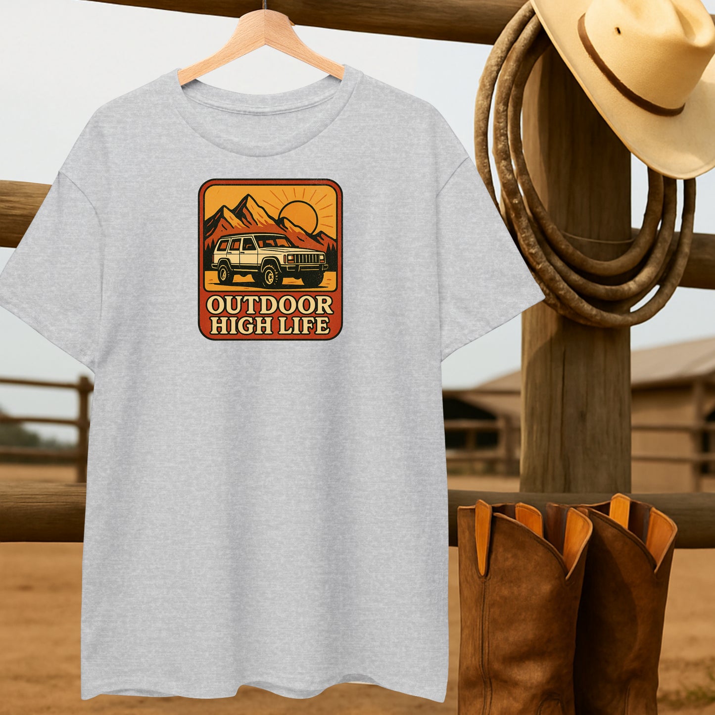 Jeep High Life T-shirt-retro-western-americana-vintage-style-T-Shirt-by-Retro-Ranch