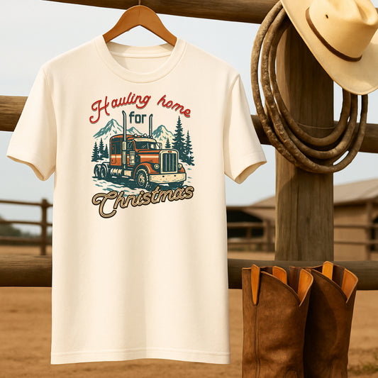 Hauling Home for Christmas T-shirt-retro-western-americana-vintage-style-T-Shirt-by-Retro-Ranch
