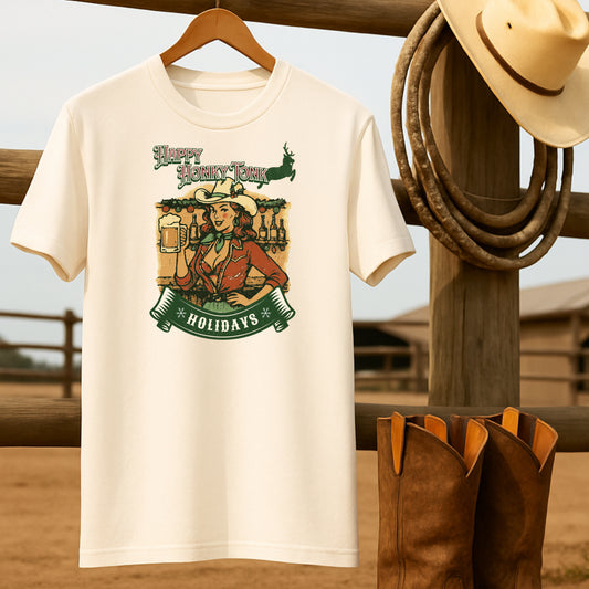 Honky Tonk Holidays T-shirt-retro-western-americana-vintage-style-T-Shirt-by-Retro-Ranch