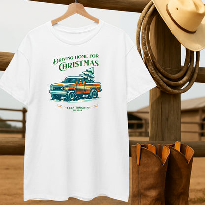 Christmas Jeep T-shirt-retro-western-americana-vintage-style-T-Shirt-by-Retro-Ranch