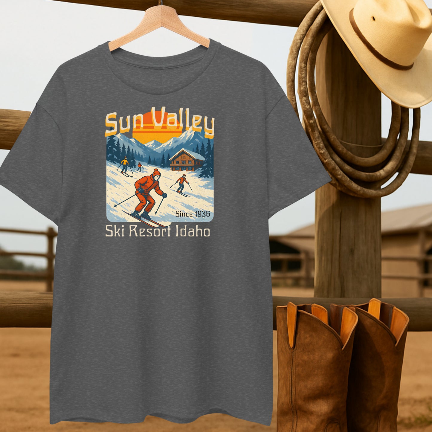 Retro Ski Resort Idaho T-shirt-retro-western-americana-vintage-style-T-Shirt-by-Retro-Ranch