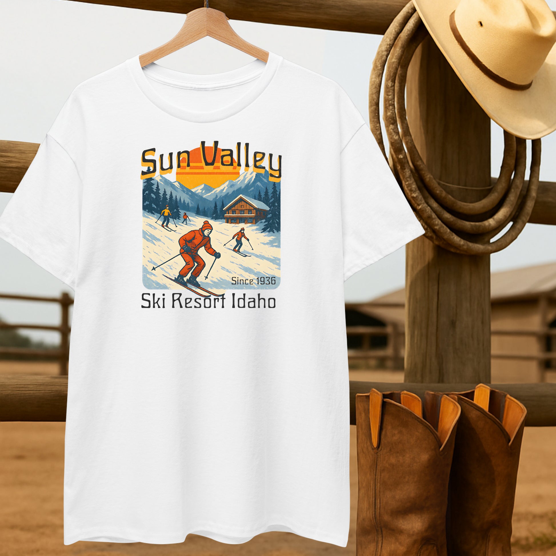 Retro Ski Resort Idaho T-shirt-retro-western-americana-vintage-style-T-Shirt-by-Retro-Ranch