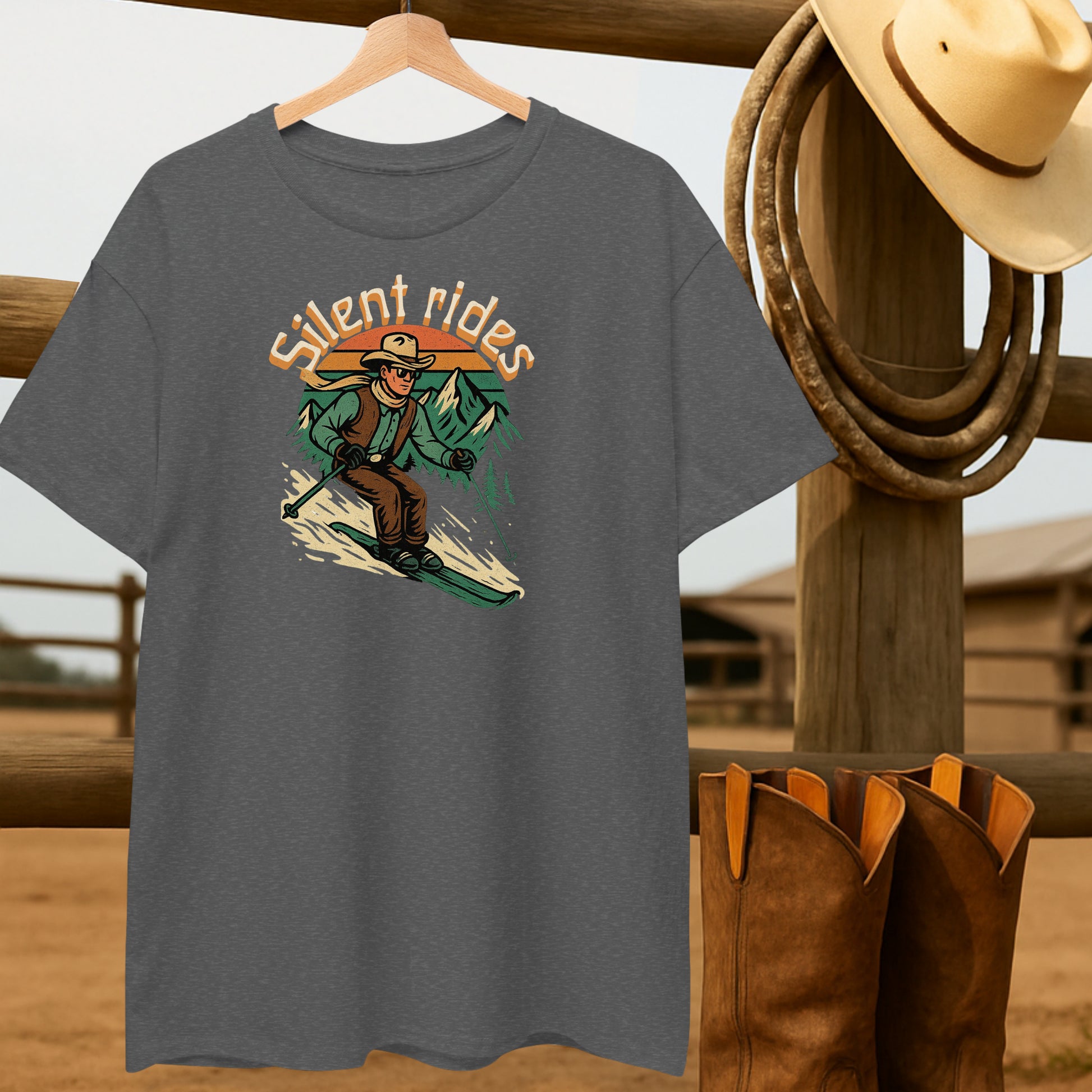 Snowbound Cowboy T-shirt-retro-western-americana-vintage-style-T-Shirt-by-Retro-Ranch