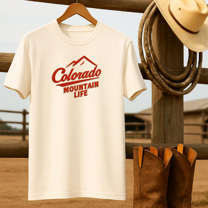 Colorado Mountain Life T-shirt-retro-western-americana-vintage-style-T-Shirt-by-Retro-Ranch
