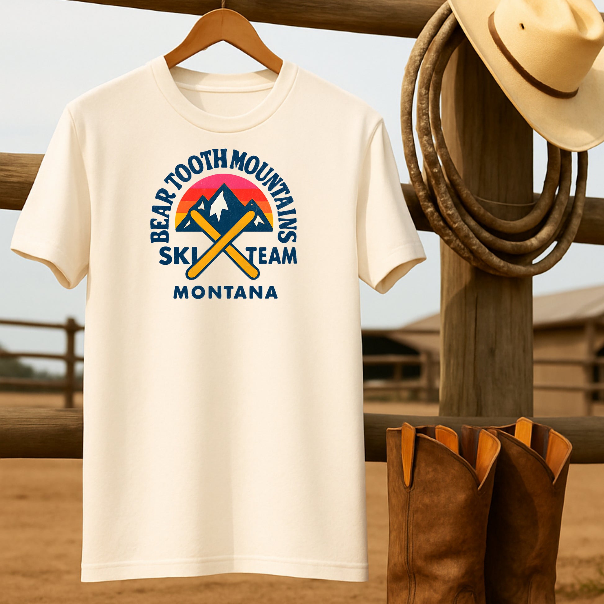 Montana Ski Team T-shirt-retro-western-americana-vintage-style-T-Shirt-by-Retro-Ranch