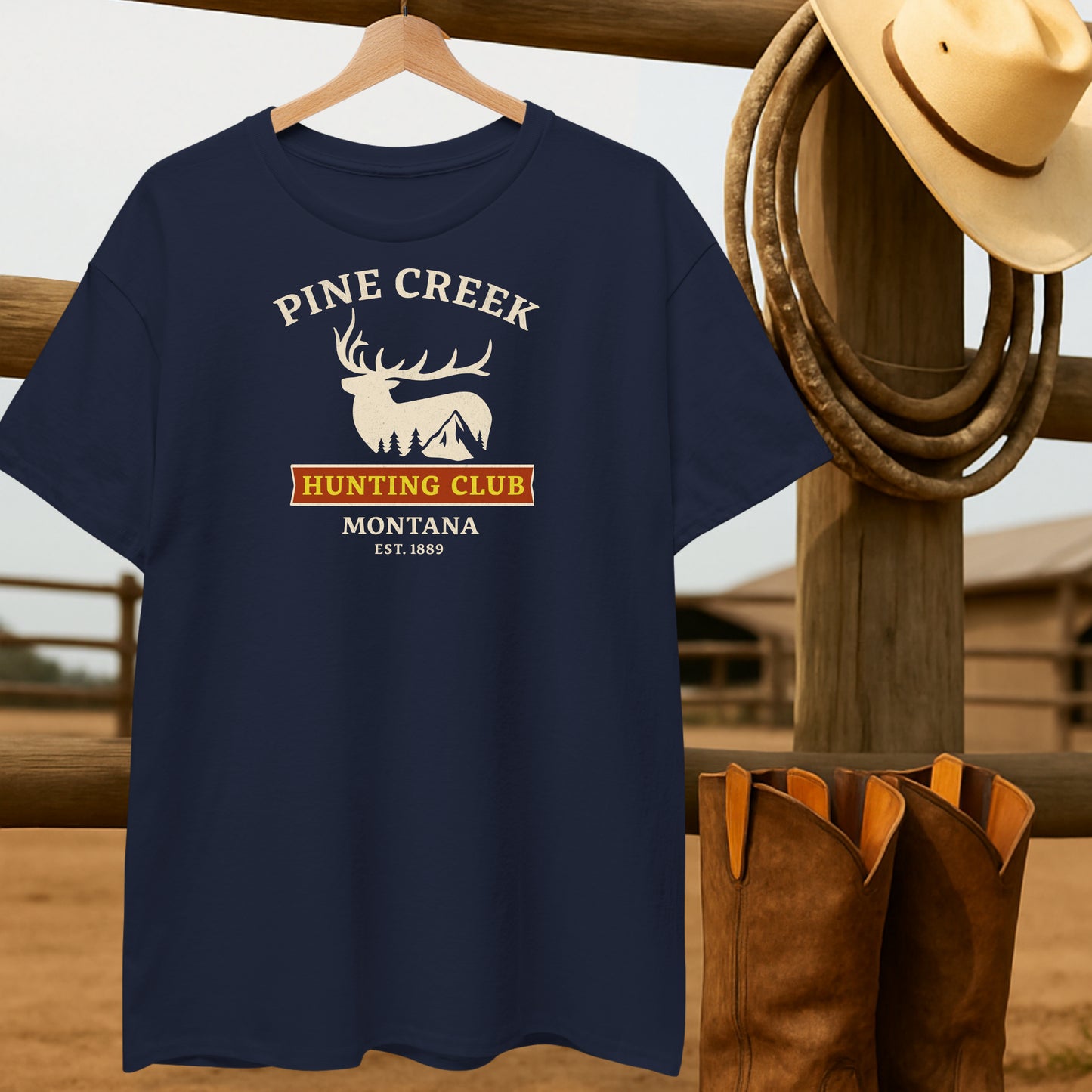 Montana Hunting Club T-shirt-retro-western-americana-vintage-style-T-Shirt-by-Retro-Ranch