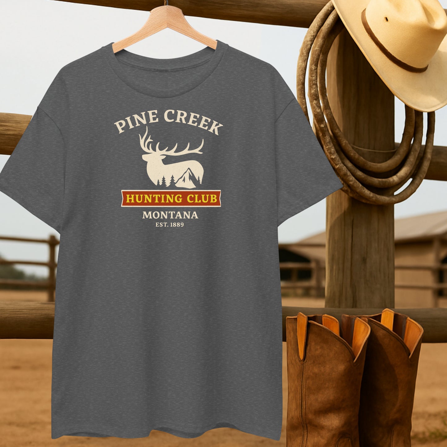 Montana Hunting Club T-shirt-retro-western-americana-vintage-style-T-Shirt-by-Retro-Ranch