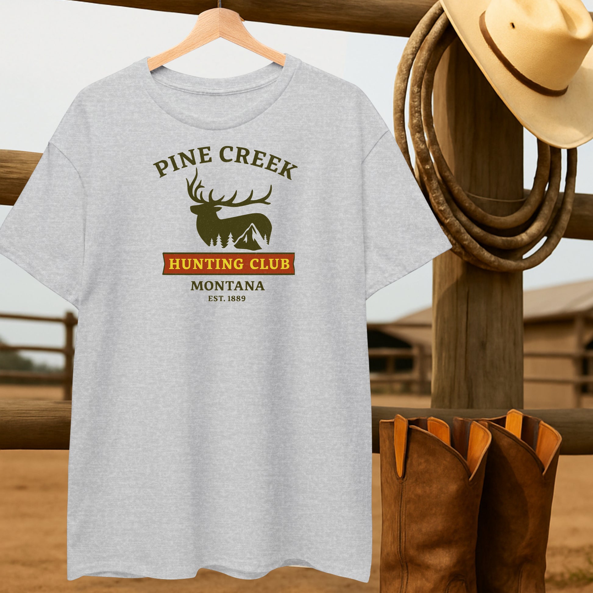Montana Hunting Club T-shirt-retro-western-americana-vintage-style-T-Shirt-by-Retro-Ranch