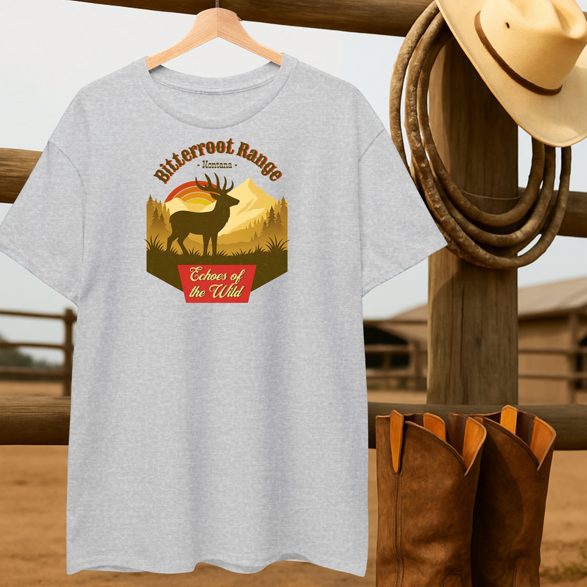 Echoes of the Wild T-shirt-retro-western-americana-vintage-style-T-Shirt-by-Retro-Ranch