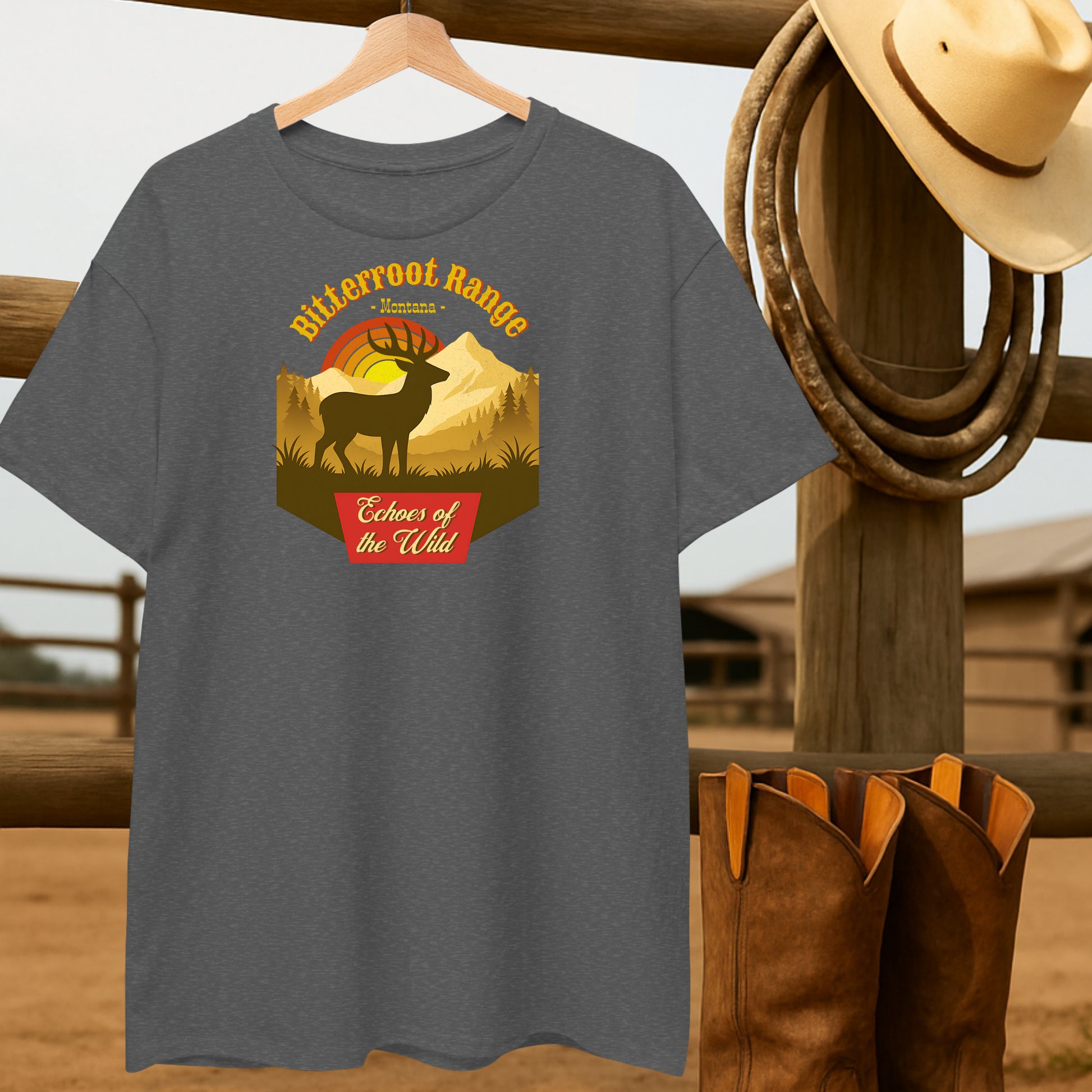 Echoes of the Wild T-shirt-retro-western-americana-vintage-style-T-Shirt-by-Retro-Ranch