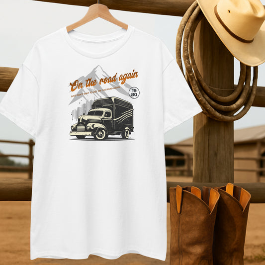 On the Road Again T-shirt-retro-western-americana-vintage-style-T-Shirt-by-Retro-Ranch
