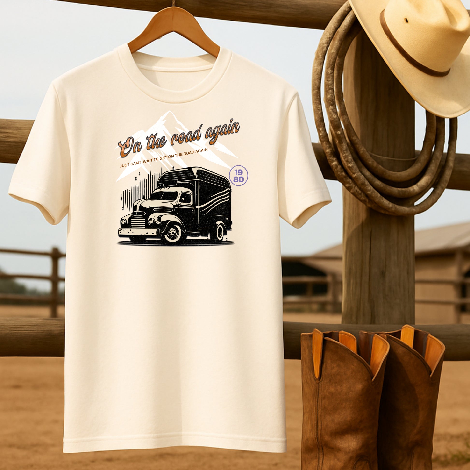 On the Road Again T-shirt-retro-western-americana-vintage-style-T-Shirt-by-Retro-Ranch