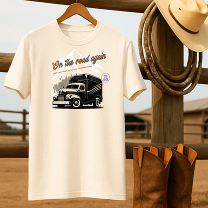 On the Road Again T-shirt-retro-western-americana-vintage-style-T-Shirt-by-Retro-Ranch